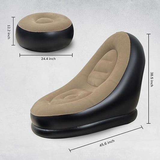 PVC 1 Seater Inflatable Sofa  (Color - Brown