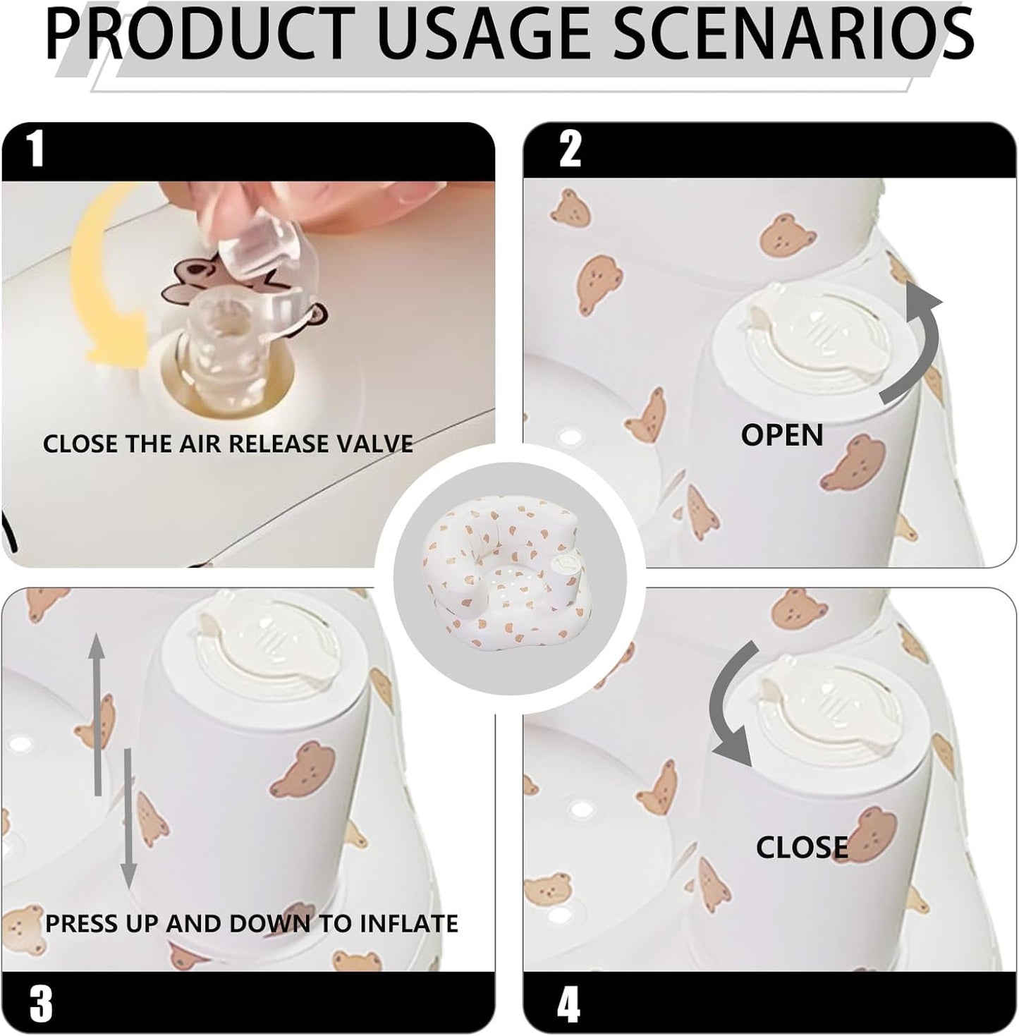 Inflatable Baby Support Seat – Bear Face Print