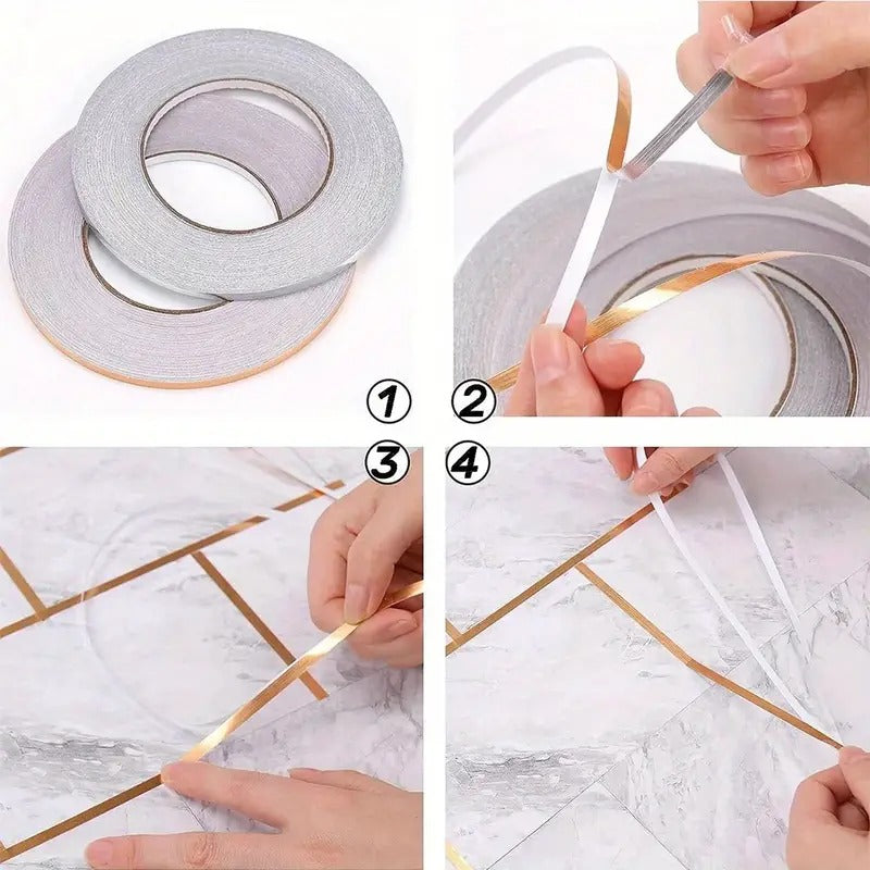 Self-Adhesive Golden Tape For Tiles 1 Cm 50 Mt