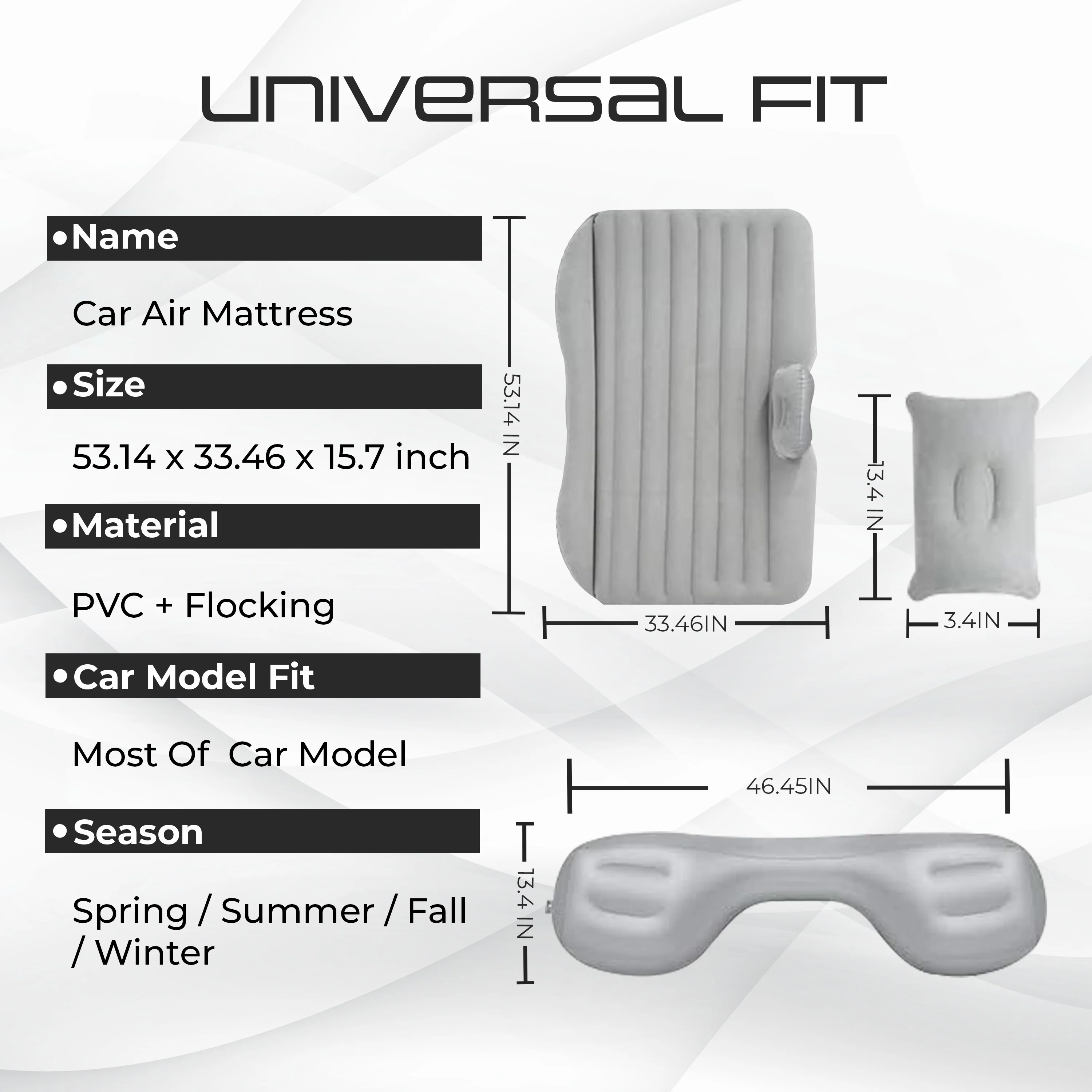 Inflatable Car Air Mattress Back Seat Bed Car Camping Gray Colour