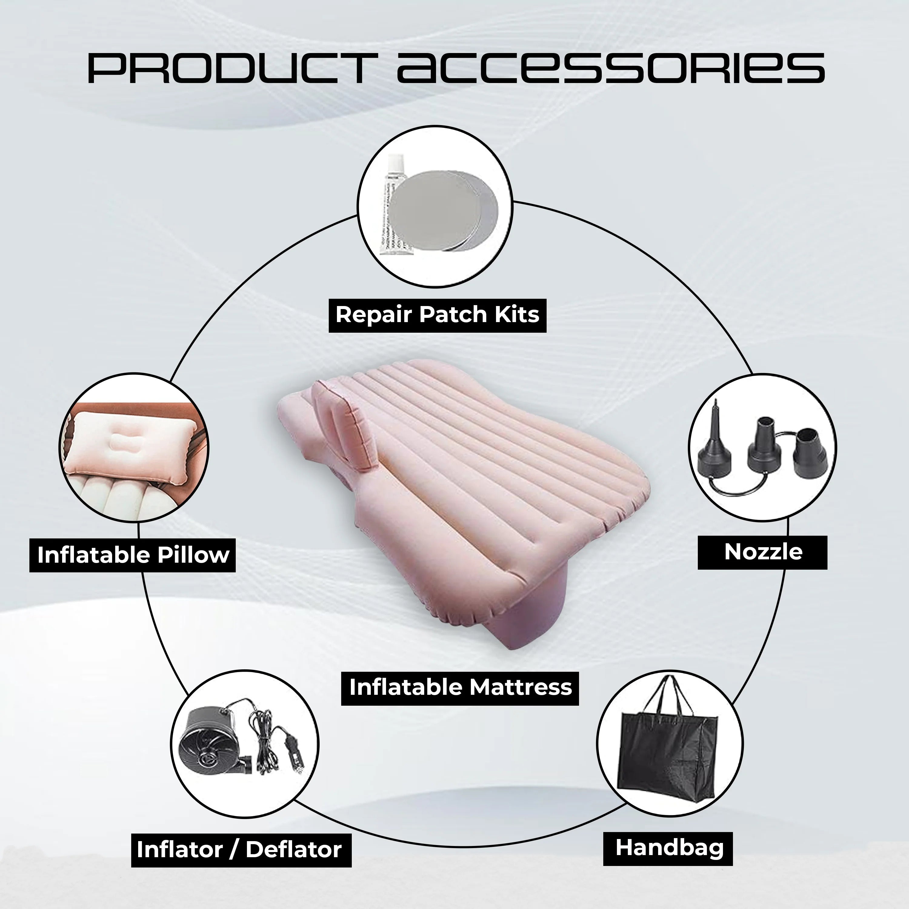 Inflatable Car Air Mattress Back Seat Bed Car Camping Creem Colour