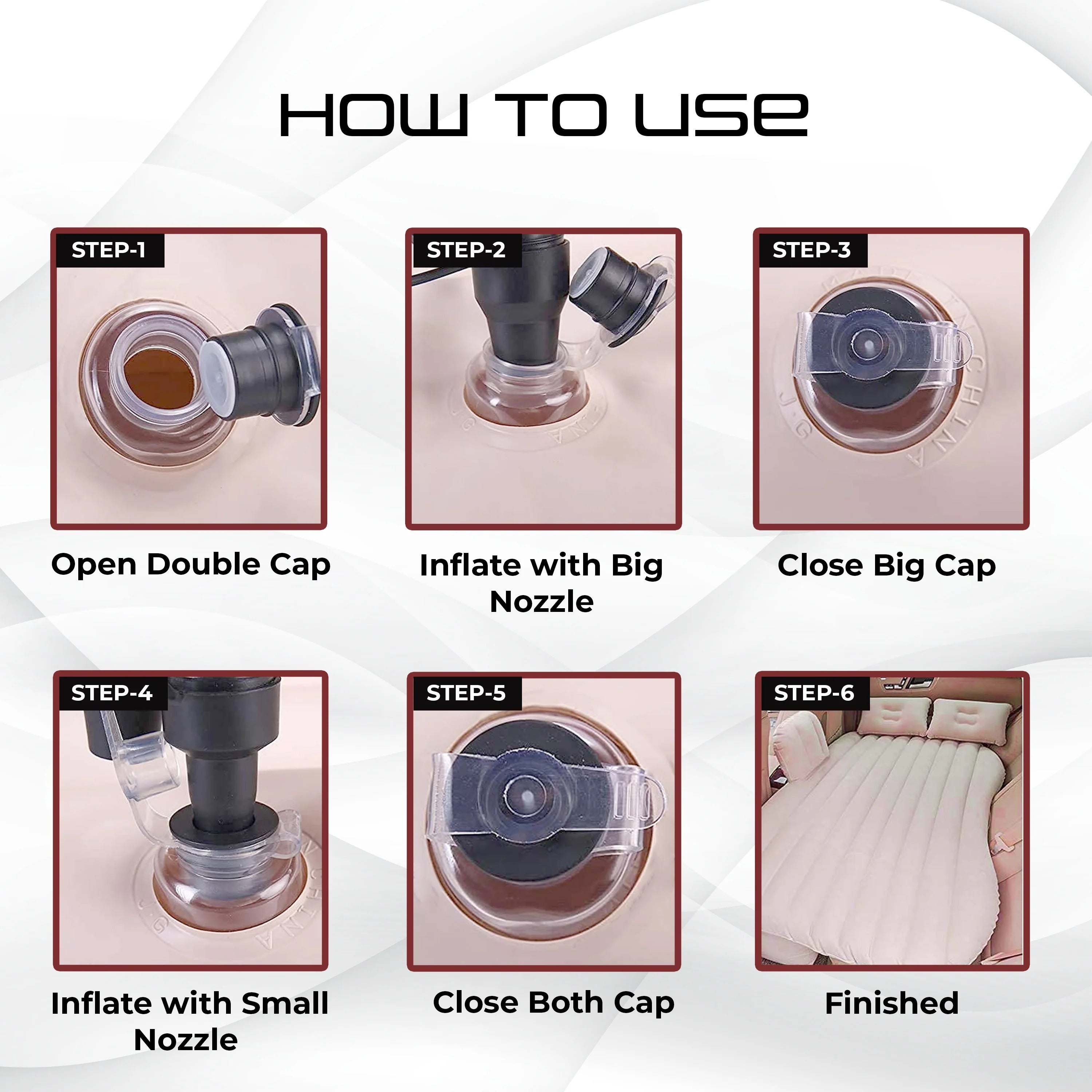 Inflatable Car Air Mattress Back Seat Bed Car Camping Creem Colour