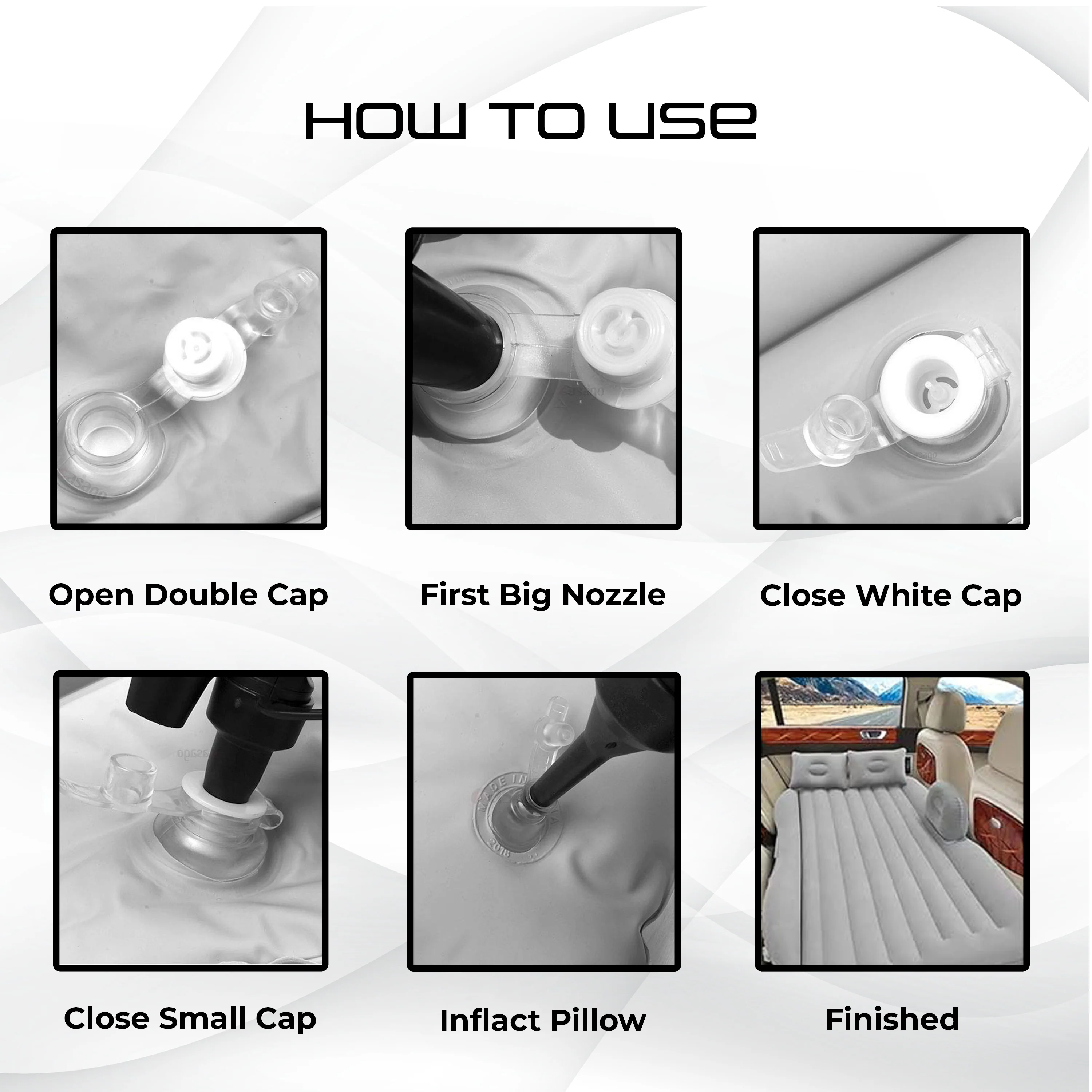 Inflatable Car Air Mattress Back Seat Bed Car Camping Gray Colour