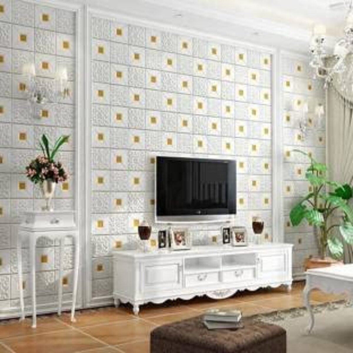 Wallpaper Stickers PE Foam Brick Design Golden tikdi