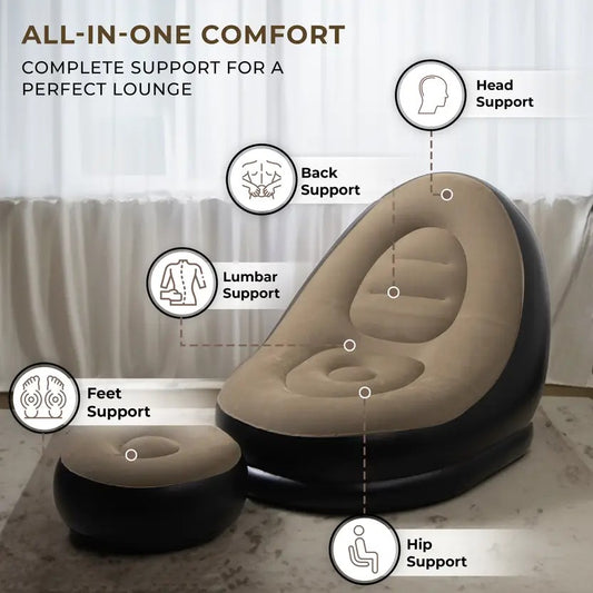PVC 1 Seater Inflatable Sofa  (Color - Brown