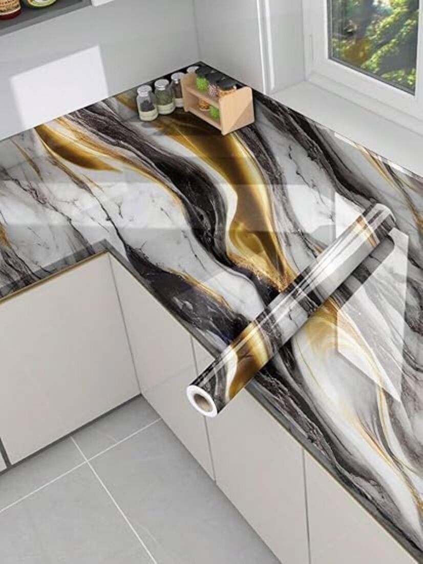 Black Golden Marble Foil Wallpaper