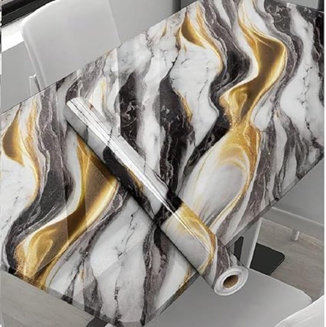 Black Golden Marble Foil Wallpaper