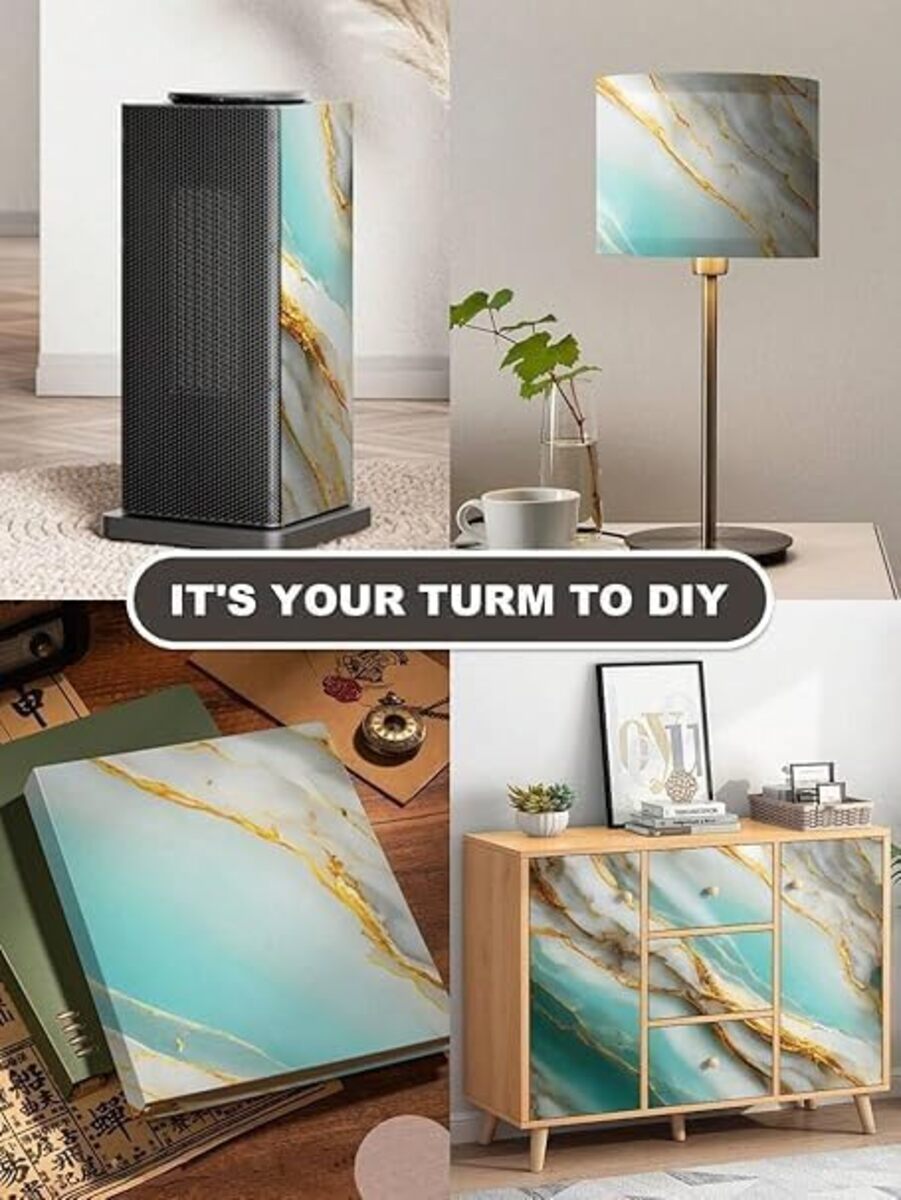 Sky Blue Golden Marble Foil