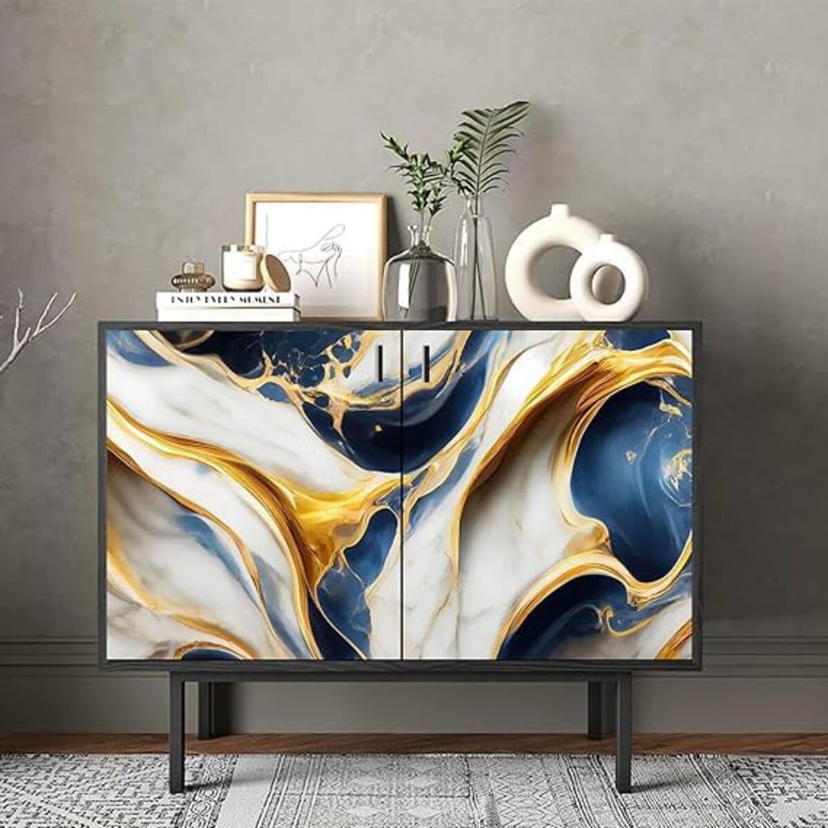 Dark blue gold marble Foil