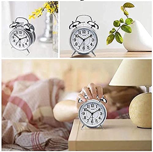 Twin Bell Metal Frame Alarm Clock Silver