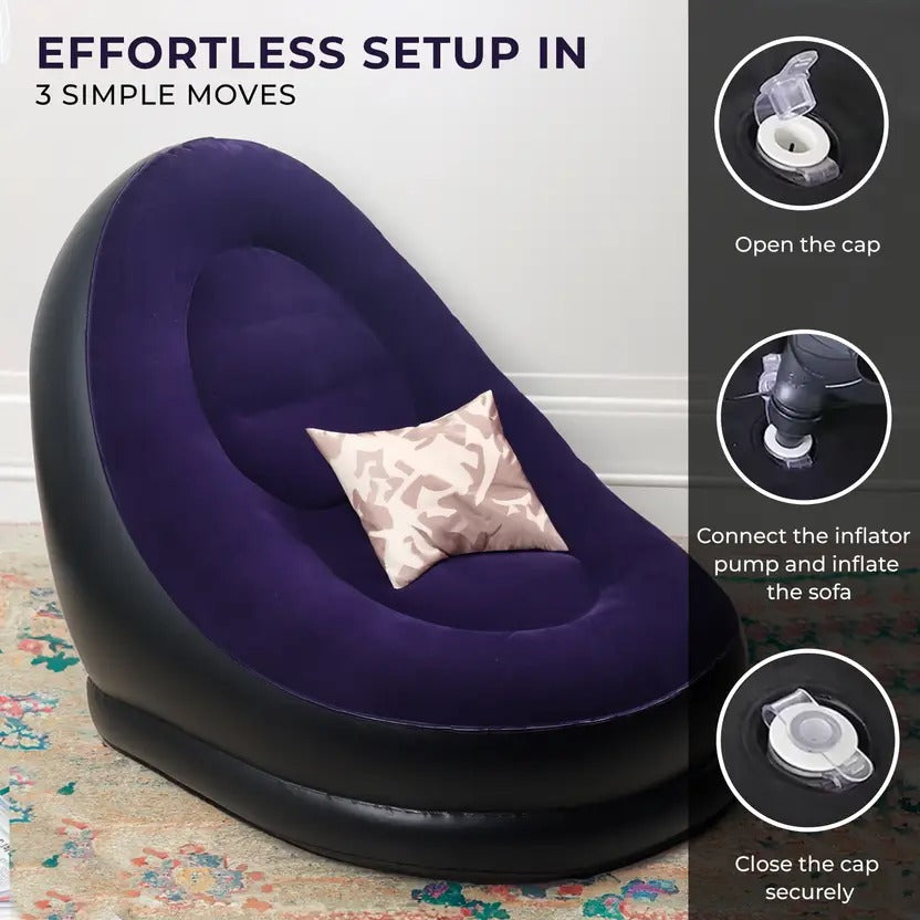 PVC 1 Seater Inflatable Sofa Colour Purple