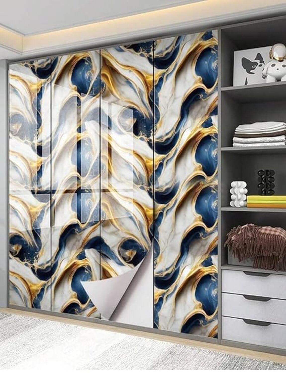 Dark blue gold marble Foil