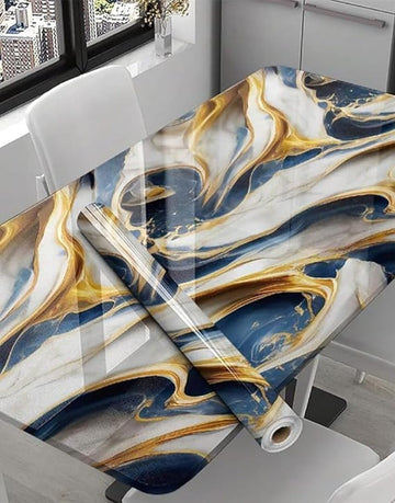 Dark blue gold marble Foil