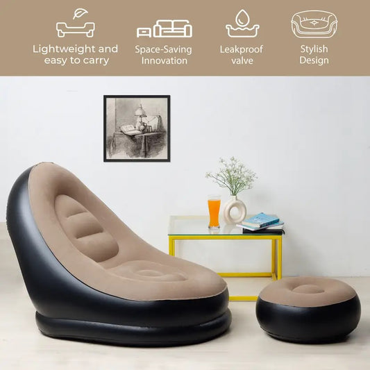PVC 1 Seater Inflatable Sofa  (Color - Brown