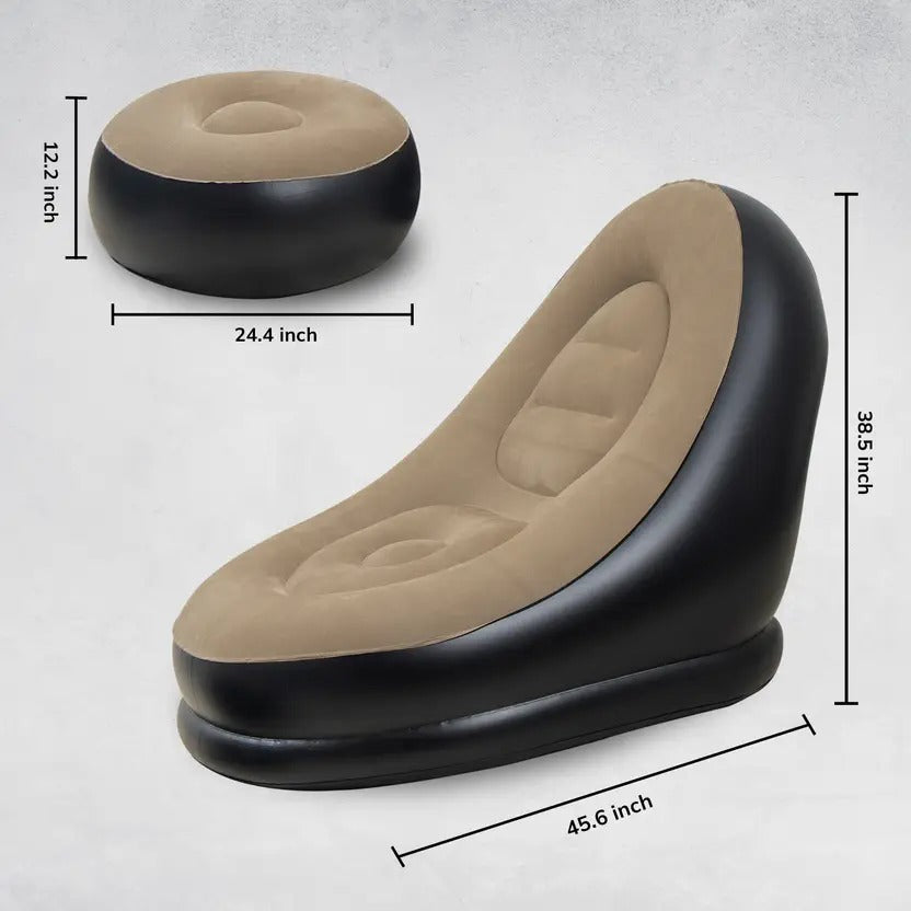 PVC 1 Seater Inflatable Sofa  (Color - Brown