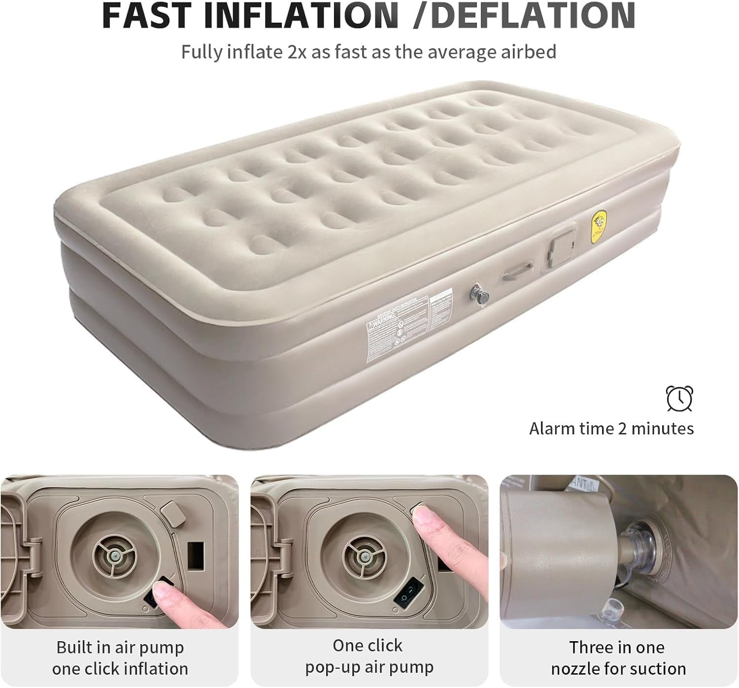 Single Inflatable Bed with Built-in Electric Pump