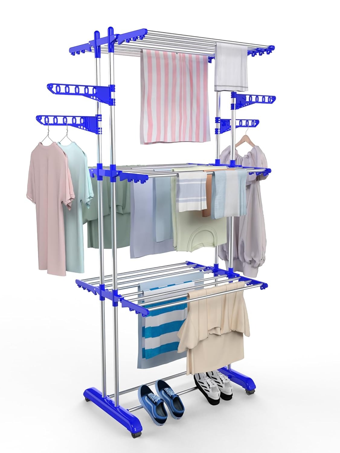 3 Stage Clothes Stand for Drying with Wheels
