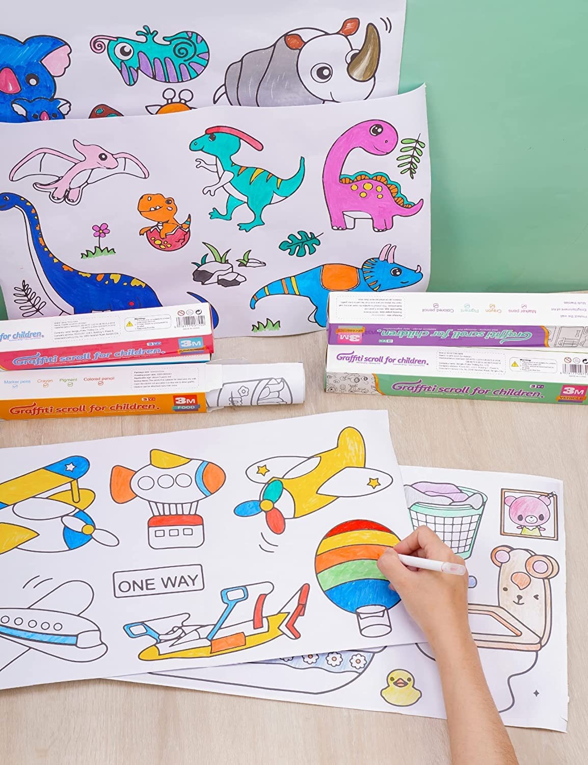 Coloring Re-Stick Drawing Paper Roll for Kids