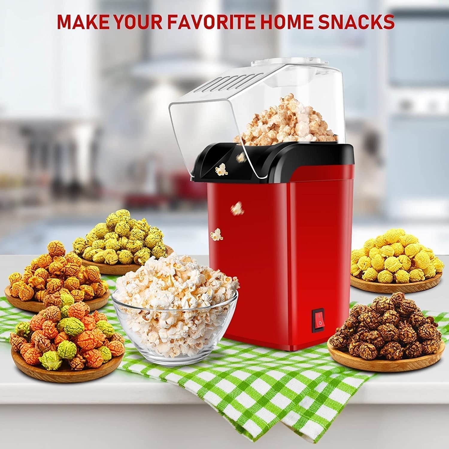 Electric Popcorn Maker Mini Hot Air Popcorn Machine Squre Model