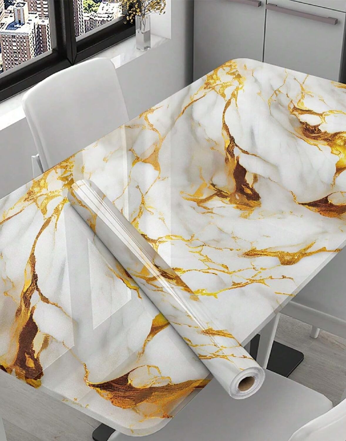 Gold white marble foil