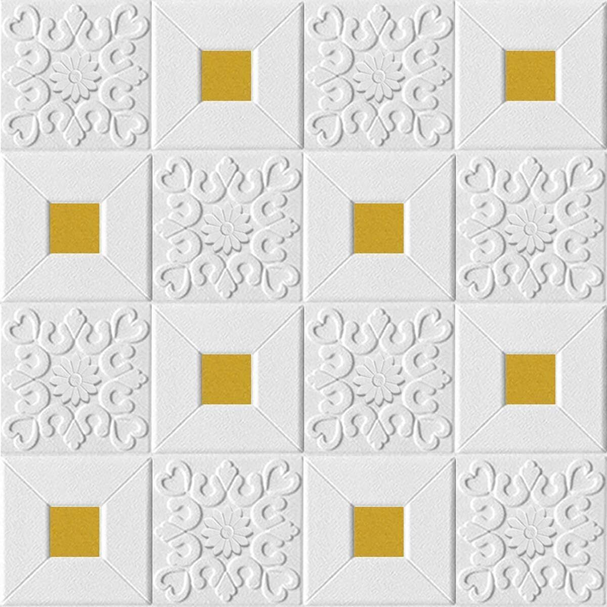 Wallpaper Stickers PE Foam Brick Design Golden tikdi