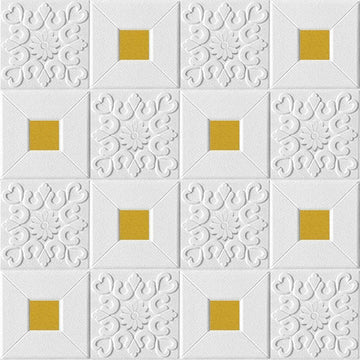 Wallpaper Stickers PE Foam Brick Design Golden tikdi