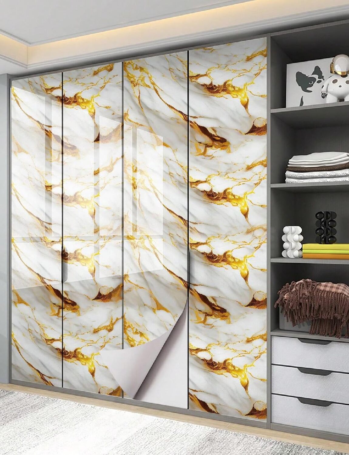 Gold white marble foil
