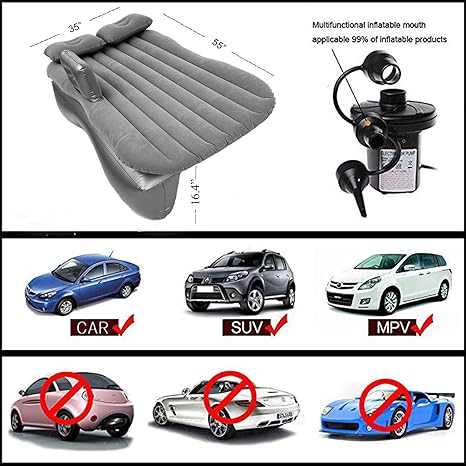 Inflatable Car Air Mattress Back Seat Bed Car Camping Gray Colour