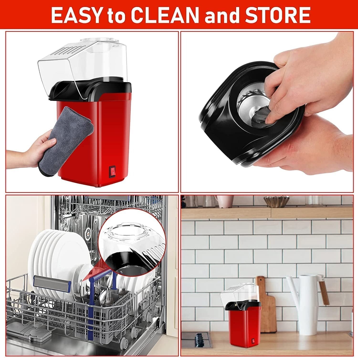 Electric Popcorn Maker Mini Hot Air Popcorn Machine Squre Model