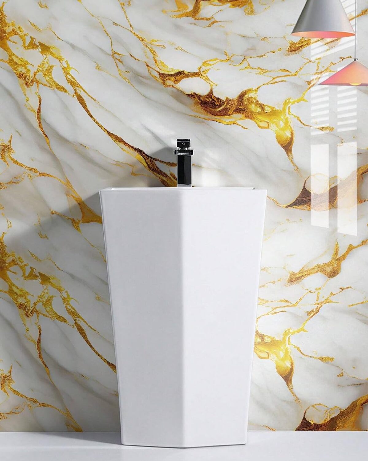 Gold white marble foil
