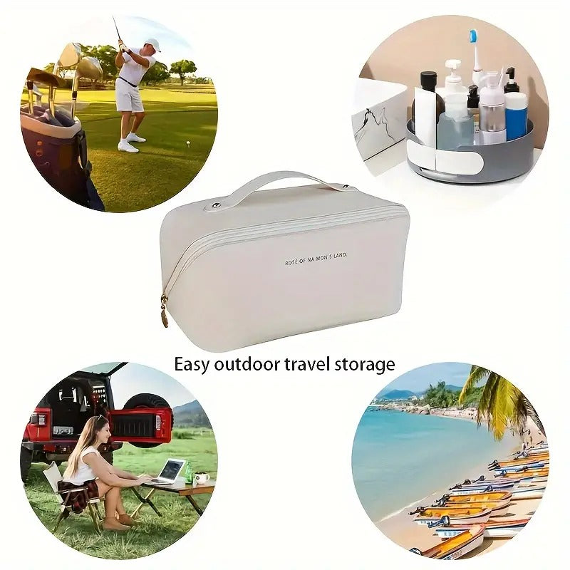 Leather cosmetic bag