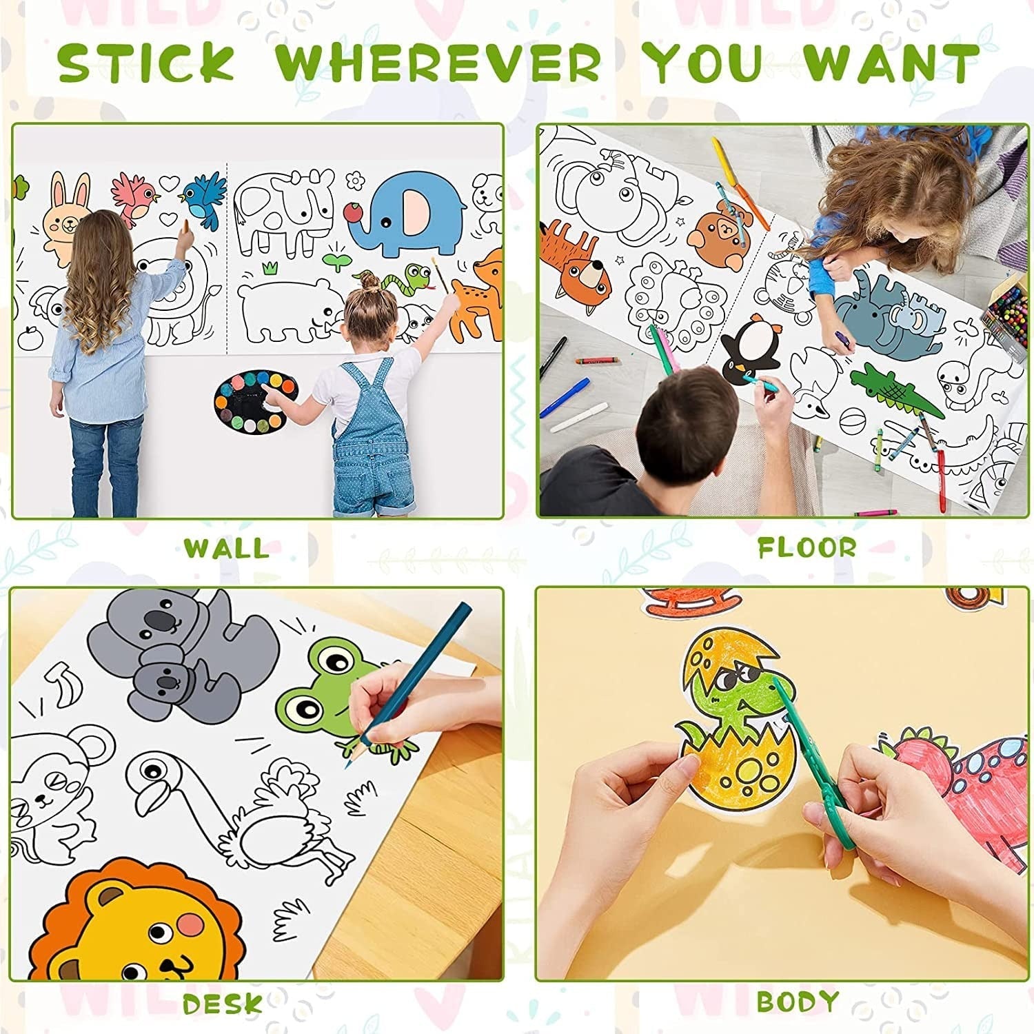 Coloring Re-Stick Drawing Paper Roll for Kids