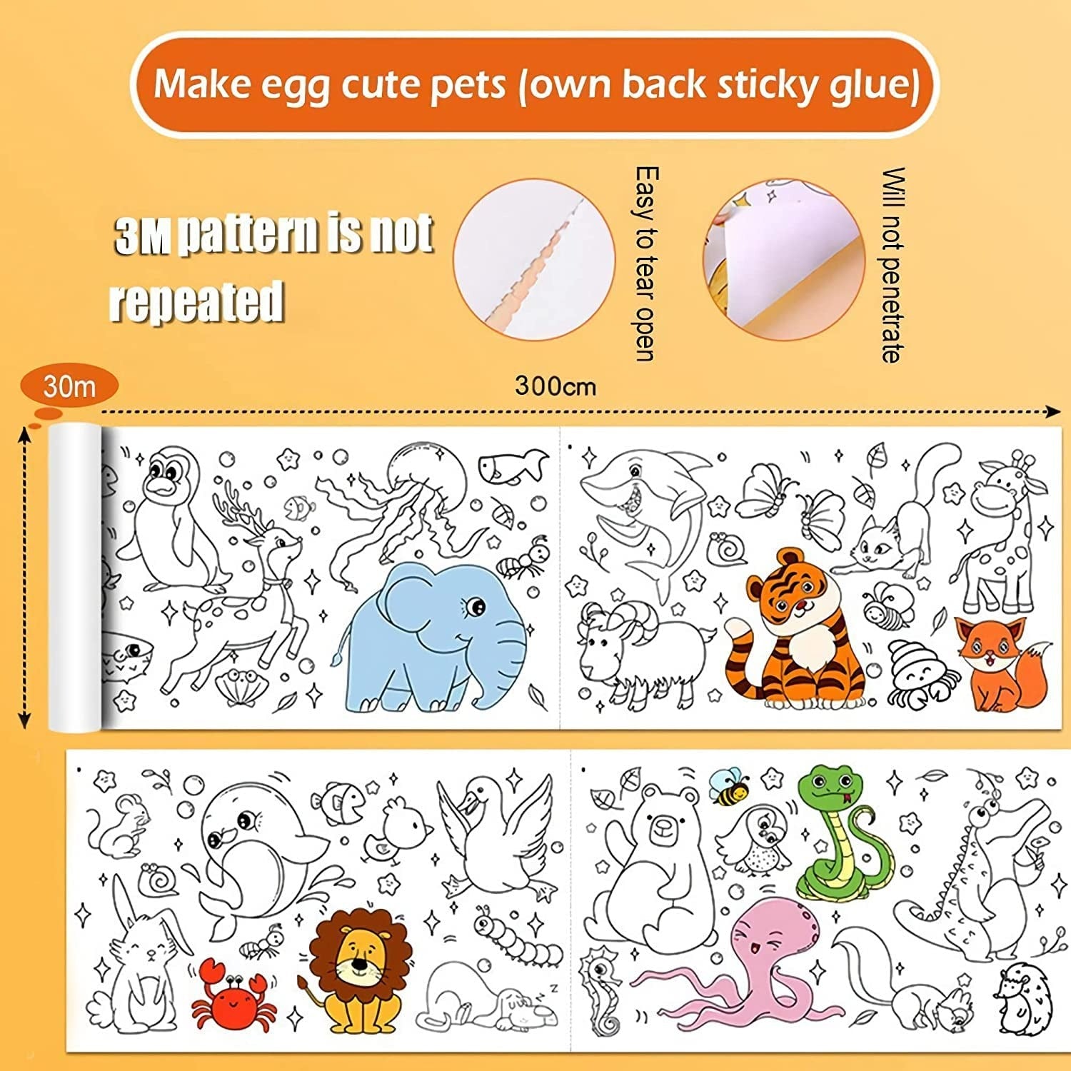 Coloring Re-Stick Drawing Paper Roll for Kids