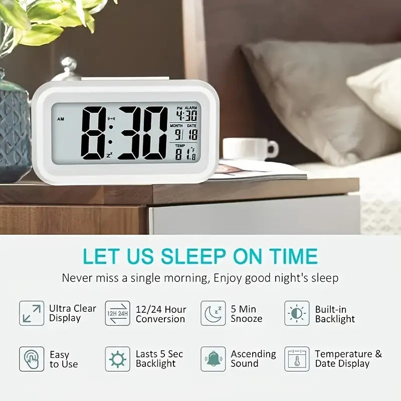 Small White Digital Alarm Clock