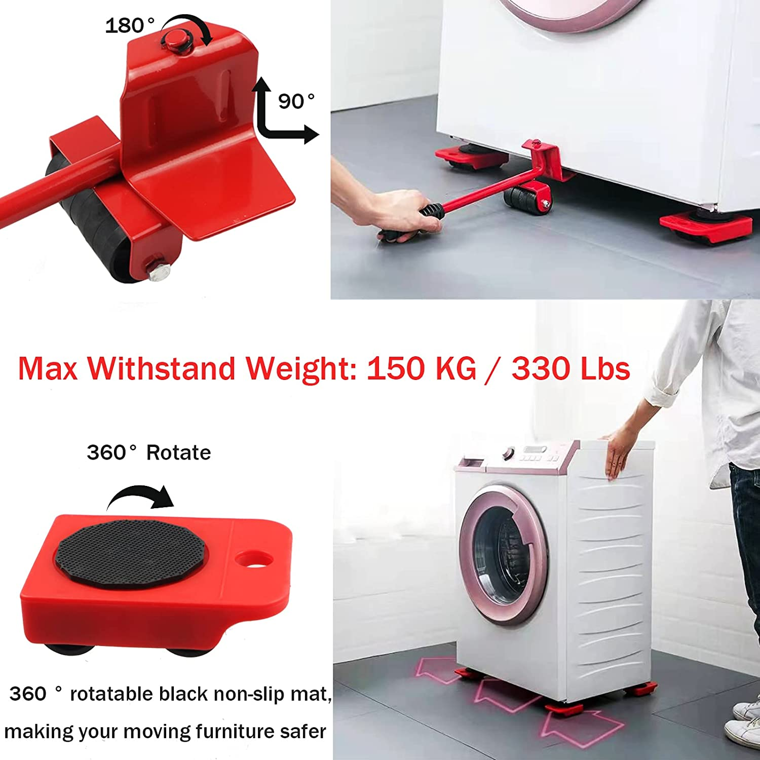 Furniture Lifting Moving Tool with Wheel Pads