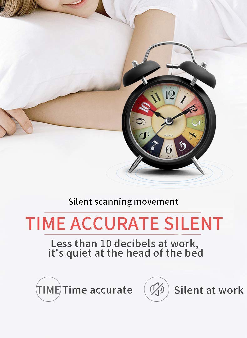 Twin Bell Metal Frame Alarm Clock Black