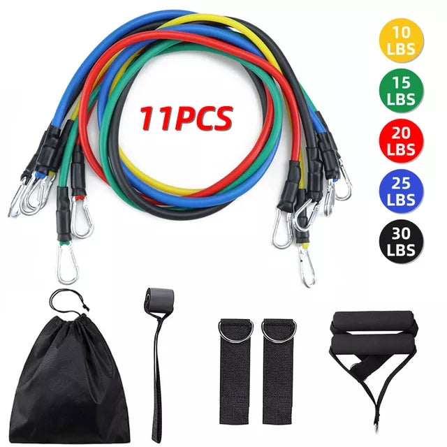 11 Pc Gym Power Ressitance Band Set